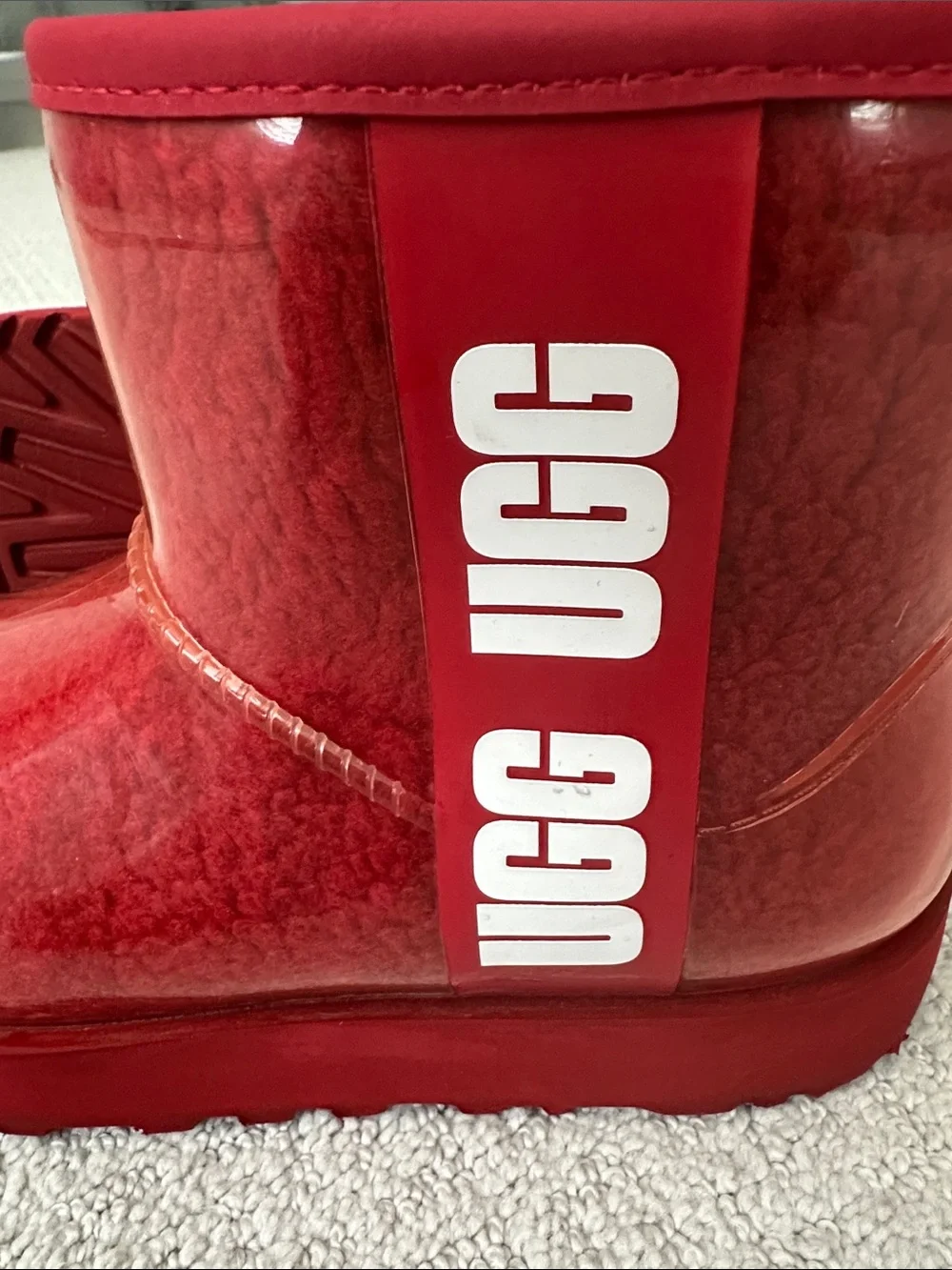 UGG Red Glossy Women’s/Kid’s Shearling Rain Boots